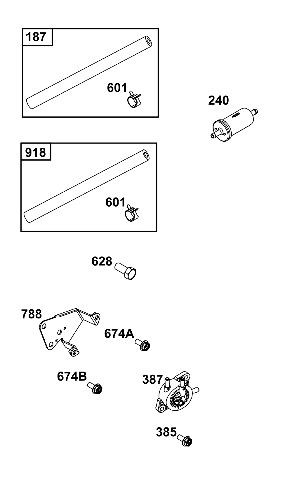 Fuel Supply Group Diagram and Parts List for 358447-0112-01 200000 - 399999 Briggs and Stratton Engine
